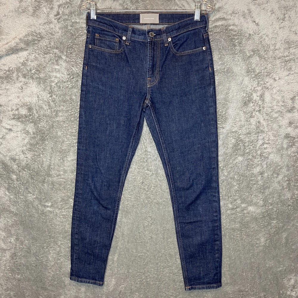 Everlane Women Classic Modern Slim Skinny Mid Rise Dark Wash Denim Jean 27*